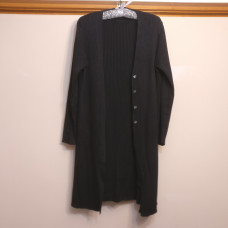 Knitted Ladies Long Cardigan - Black Size 14