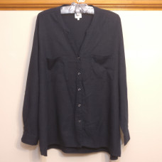 RIVERS Size 14/16 Ladies Collarless Navy Blue Linen Shirt
