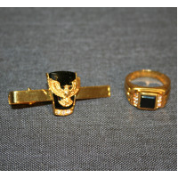 Mens Costume Tie Clip and Ring